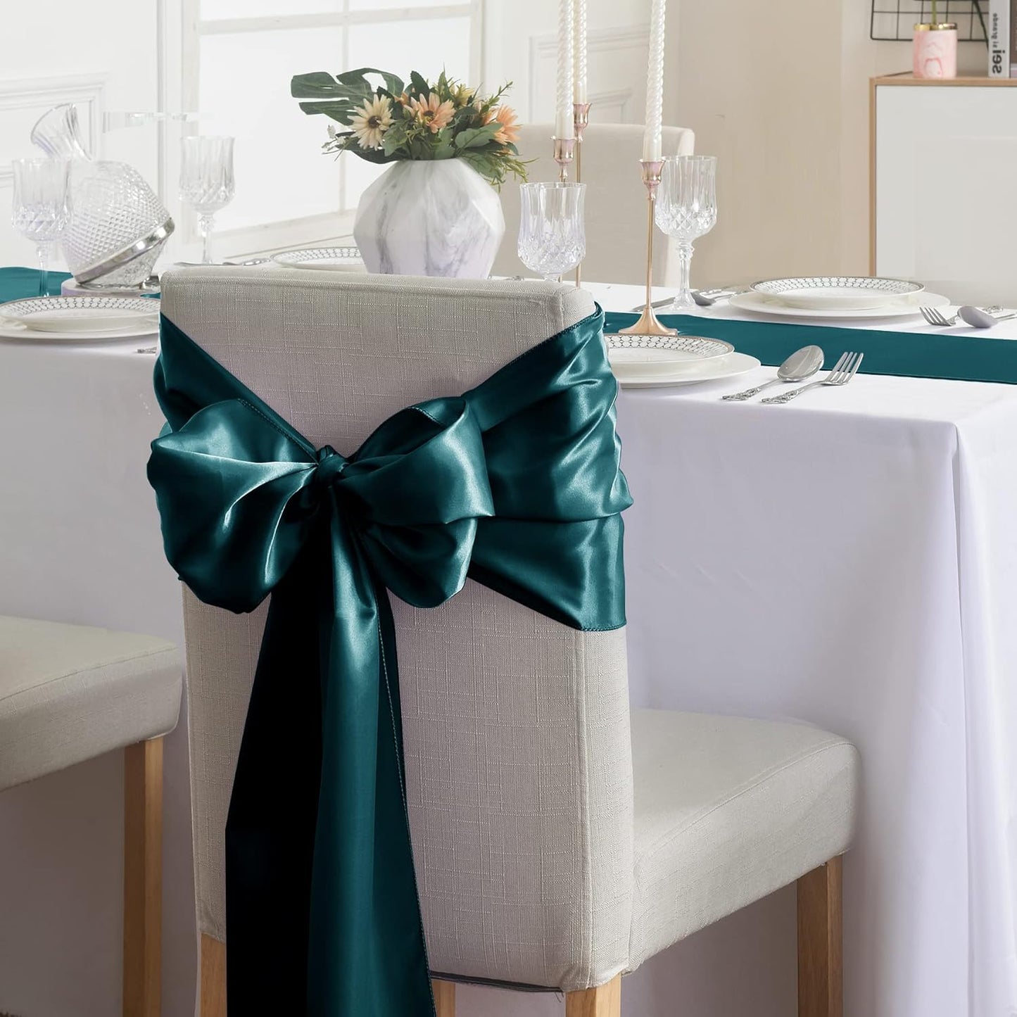 12Pack Table Runner 12 x 108 Inches Satin Silk Table Runner for Wedding, Birthday Party, Banquets, Graduations Decoration, fit Rectange and Round Table-Hunte