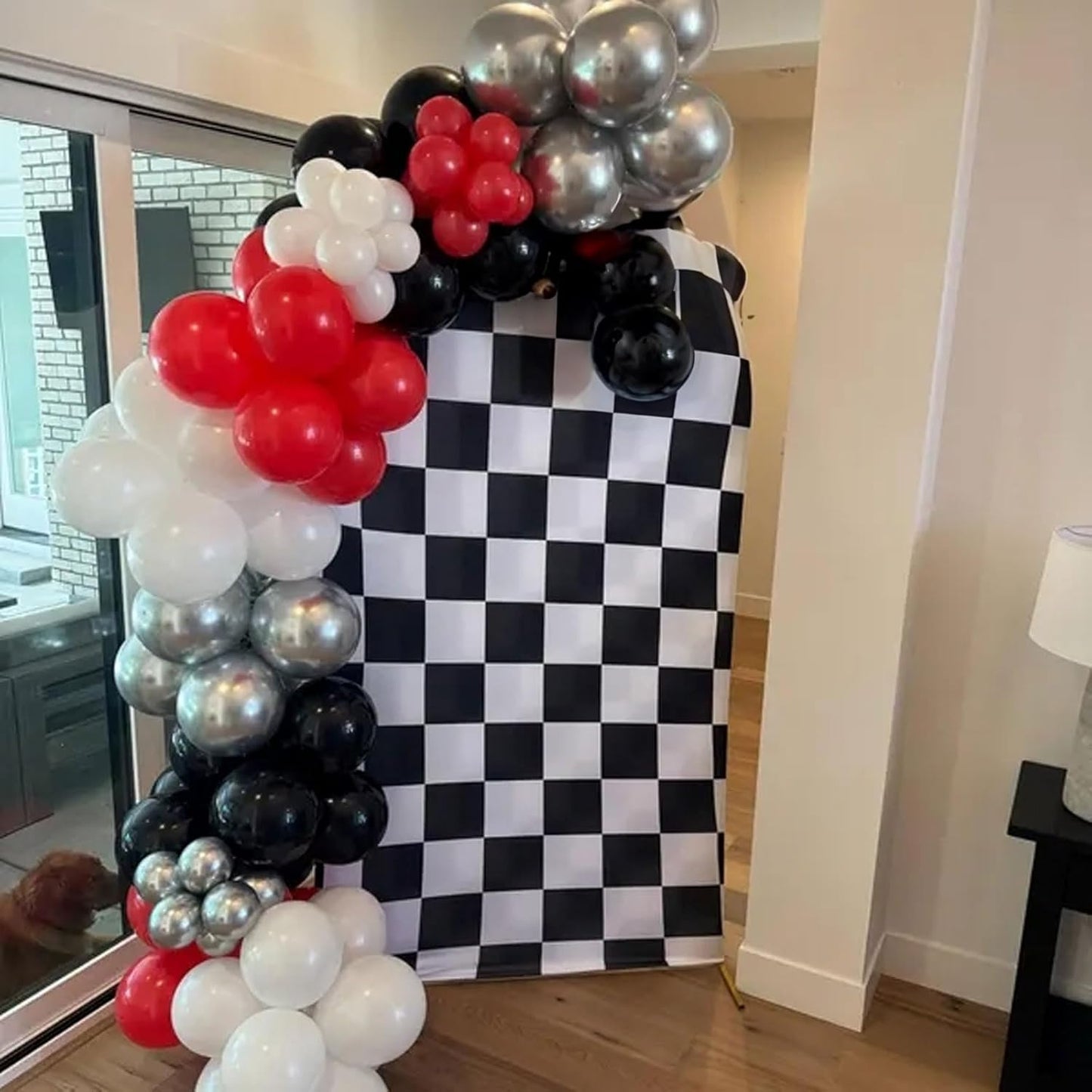 Red Black Balloons, 60 Pcs 12 Inch Double Stuffed Red Matte Black White Balloon with Metallic Silver Balloon for Halloween Vampire Prom New Year Race Car Theme Birthday Poker Card Party Decorations