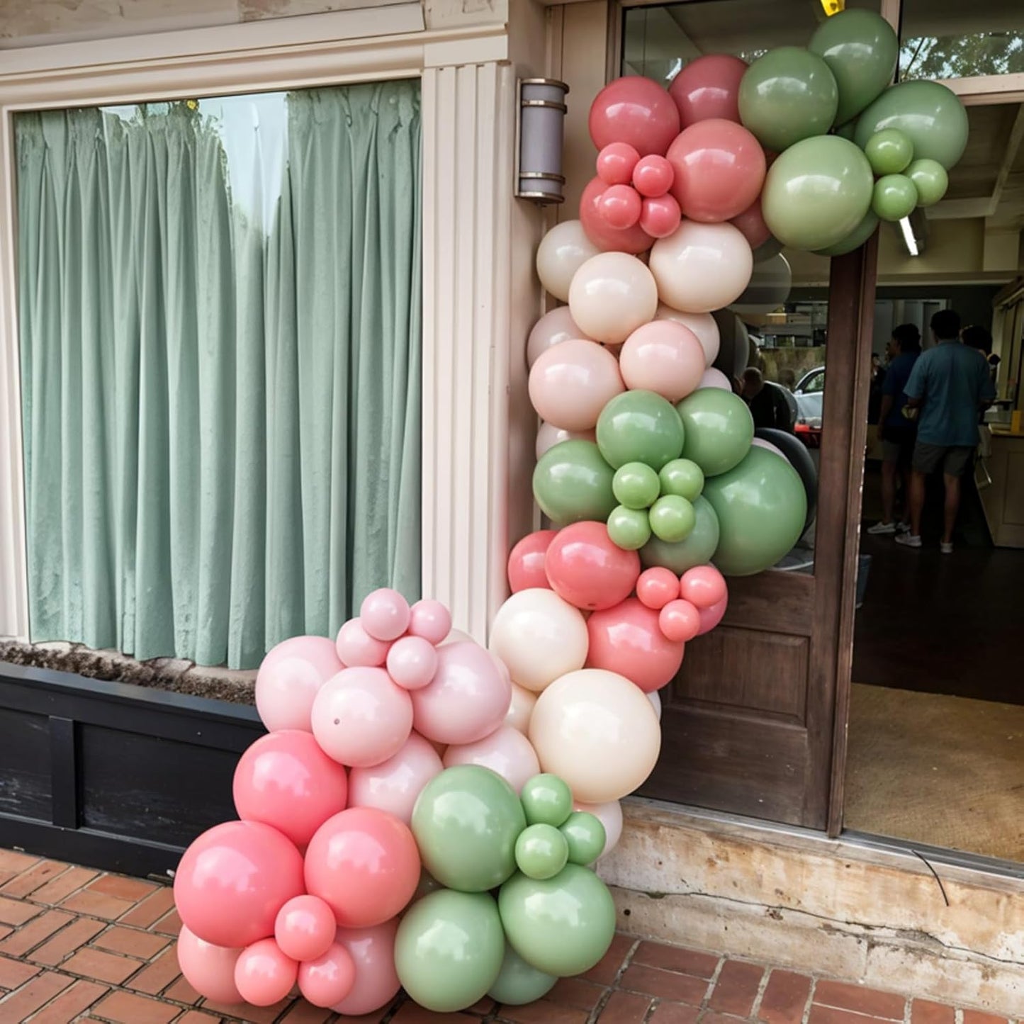 Pink And Green Balloons, 60pcs Sage Green And Pink Balloons, Sand Cream White Balloon, Gold Confetti Balloon For Girls Women Lady Birthday Baby Shower Spring Garden Theme Party Wedding Decorations