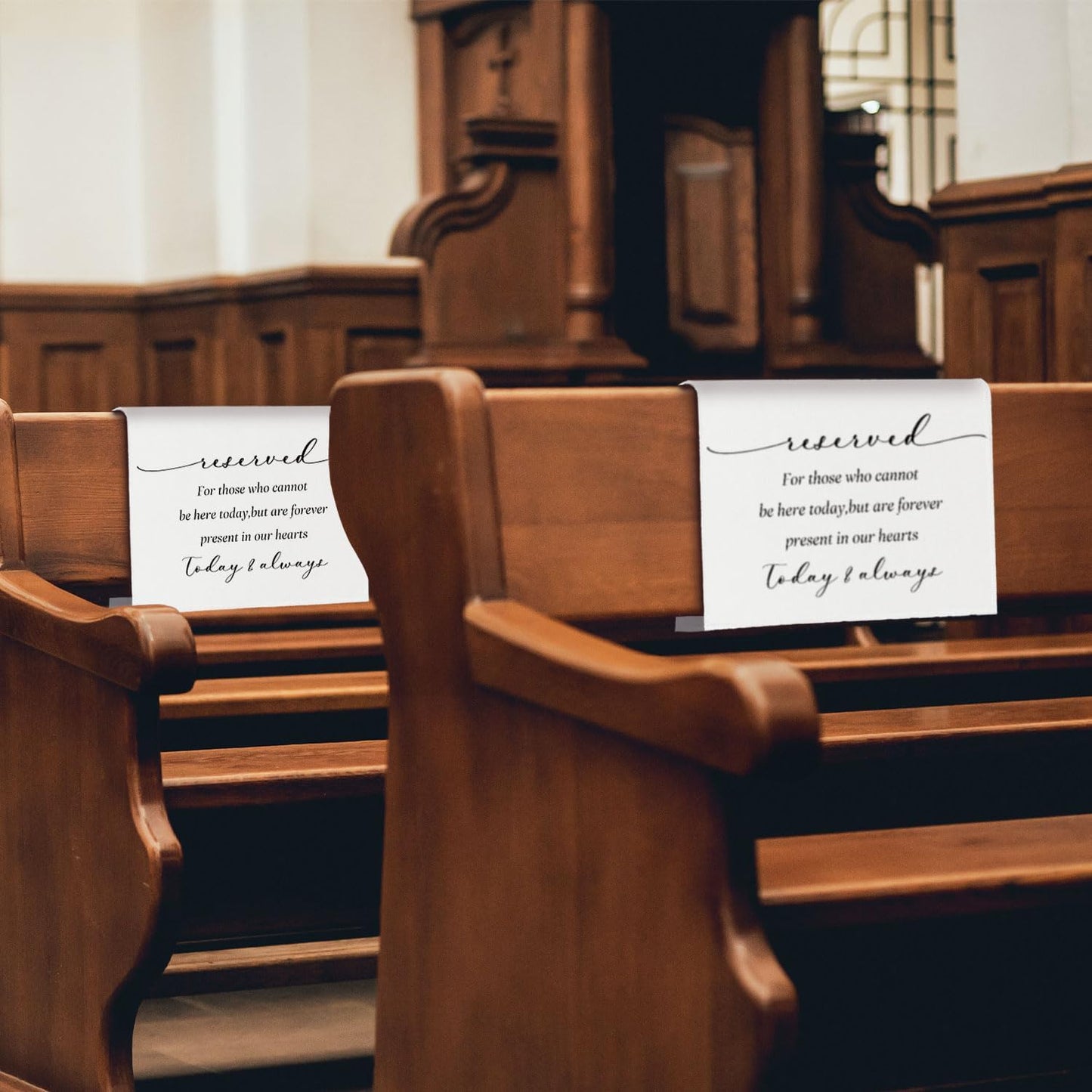 In Loving Memory Wedding Sign, Reserved Memorial Signs Pew Cloths Seating Placeholder for Chairs, Wedding Decorations for Reception Celebrations Event (2 Pcs, today & always)