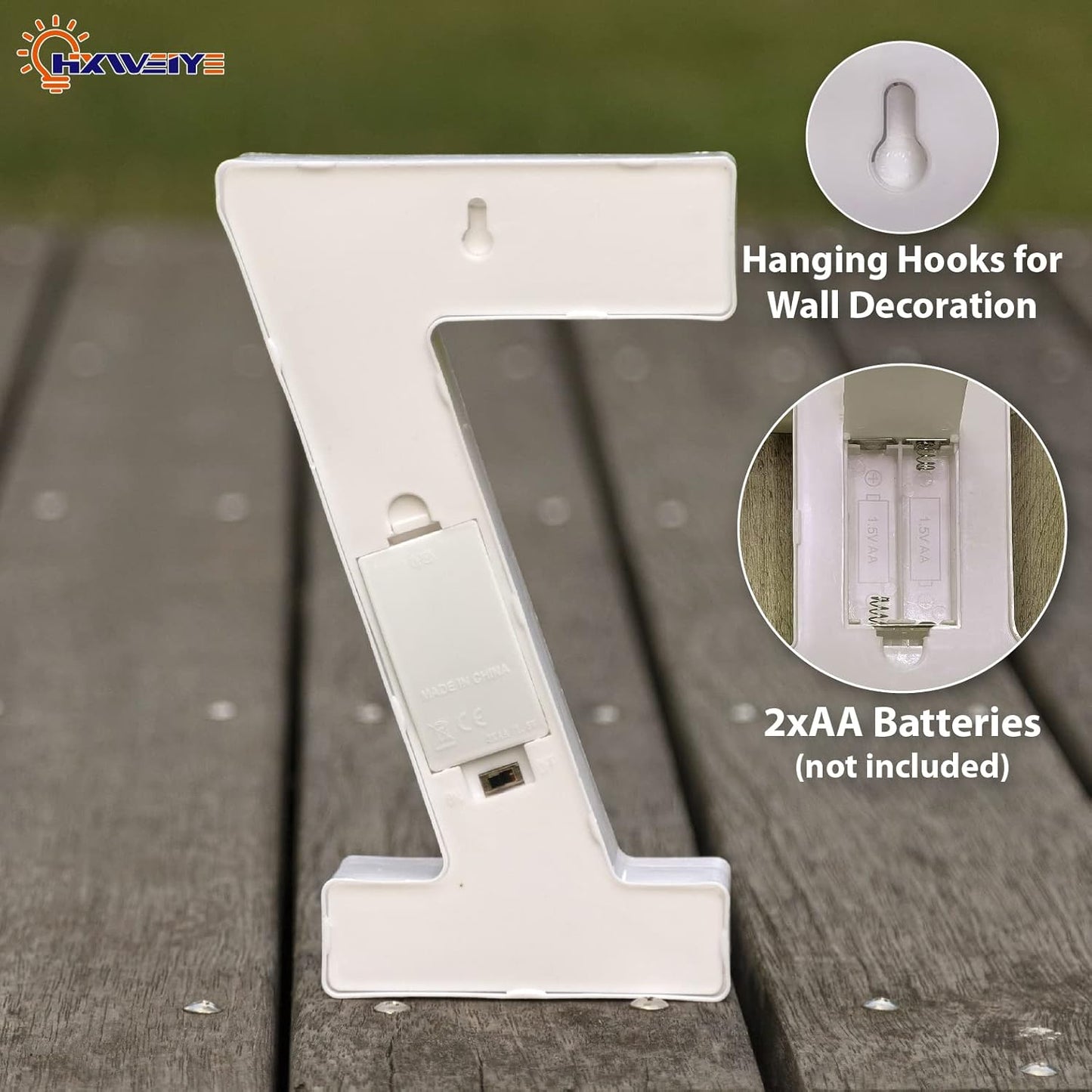 HXWEIYE Marquee Light Up Numbers-7, Led Large Numbers Letters Sign 26 Alphabet and 10 Number for Party Décor, Light Up Letters Battery Powered Warm White Christmas Decoration Numbers Light