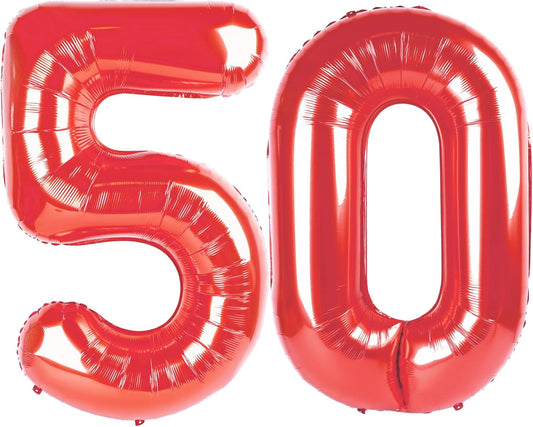 Red 50 Number Balloon