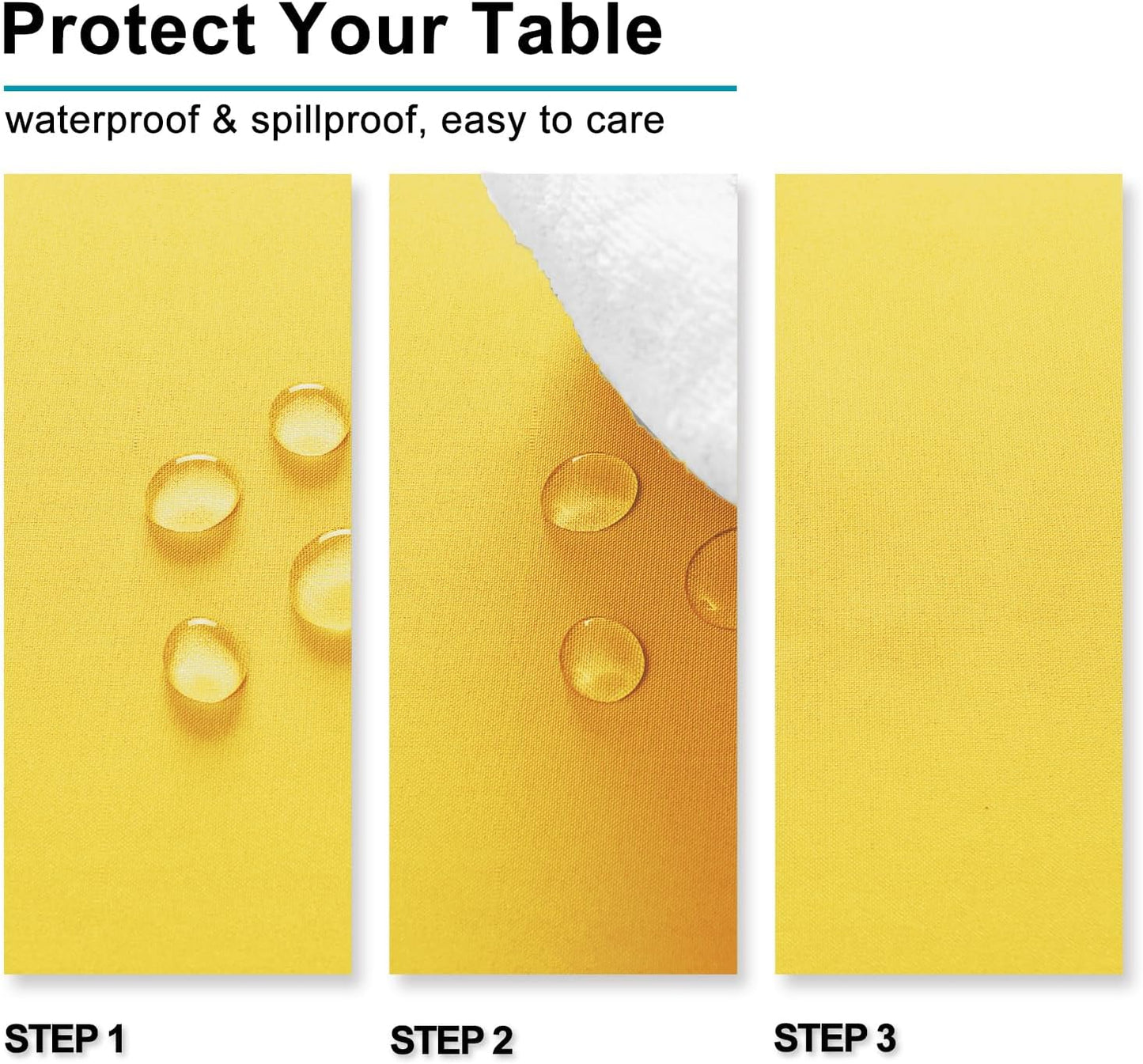 Hiasan Yellow Square Tablecloth - Spillproof and Waterproof Washable Table Cloth for Dining Room Kitchen Camping, 30 x 30 Inch