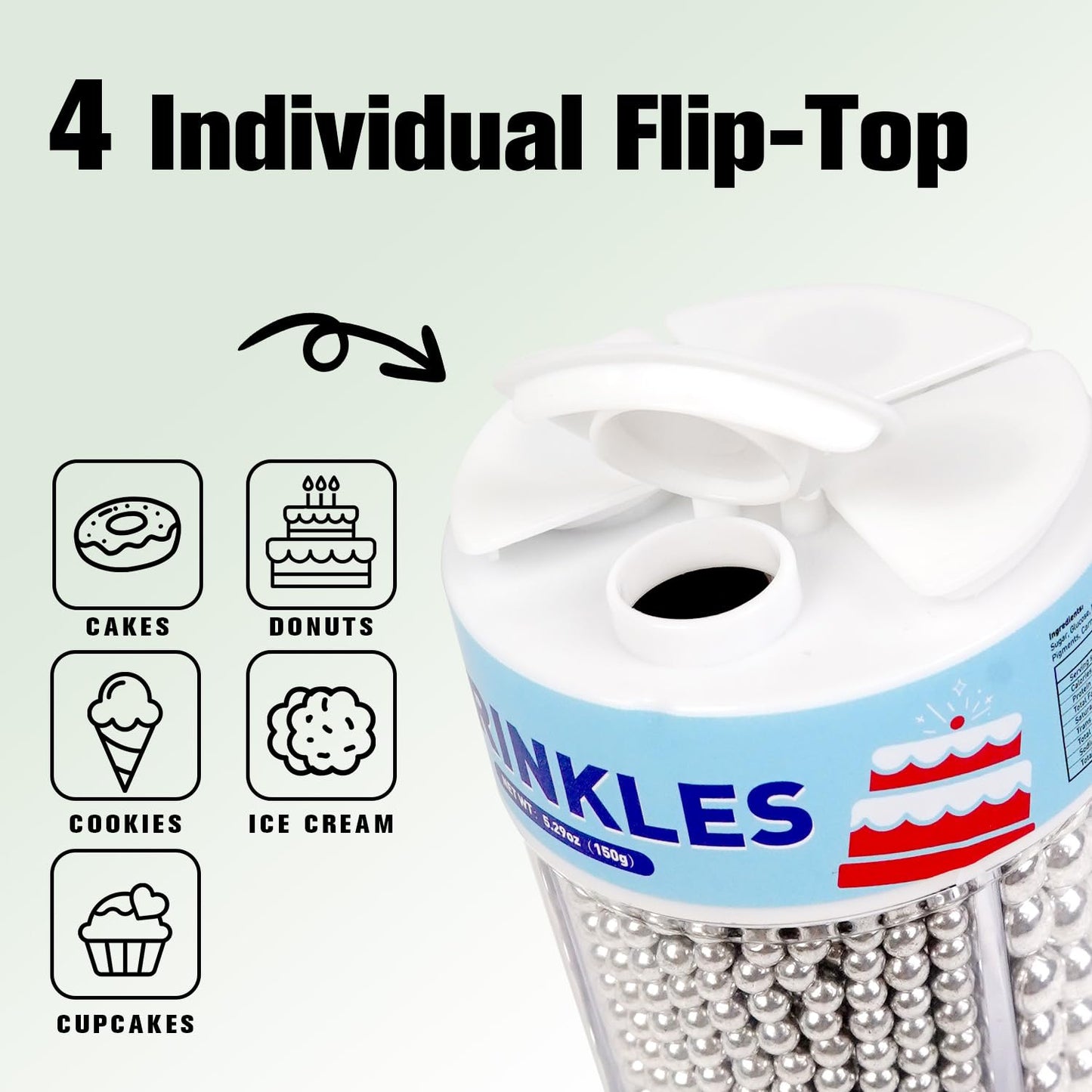 Dazzjoy Silver Pearl Sprinkles, Food Grade, Edible Pearls for Cake Decorating, 150g/5.29oz, Cake Decoration & Cupcake Topper, Wedding Party Valentines Supplies