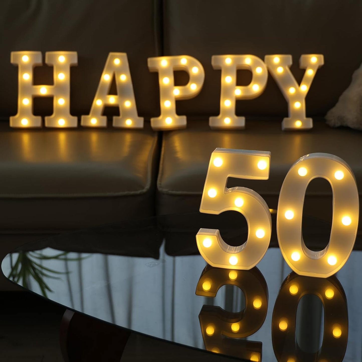 Decorative Led Light Up Numbers, 50th Birthday Decorations, Warm White Led Numbers Lights, Lighted Marquee Number Sign for Sweet 50th Party Decor
