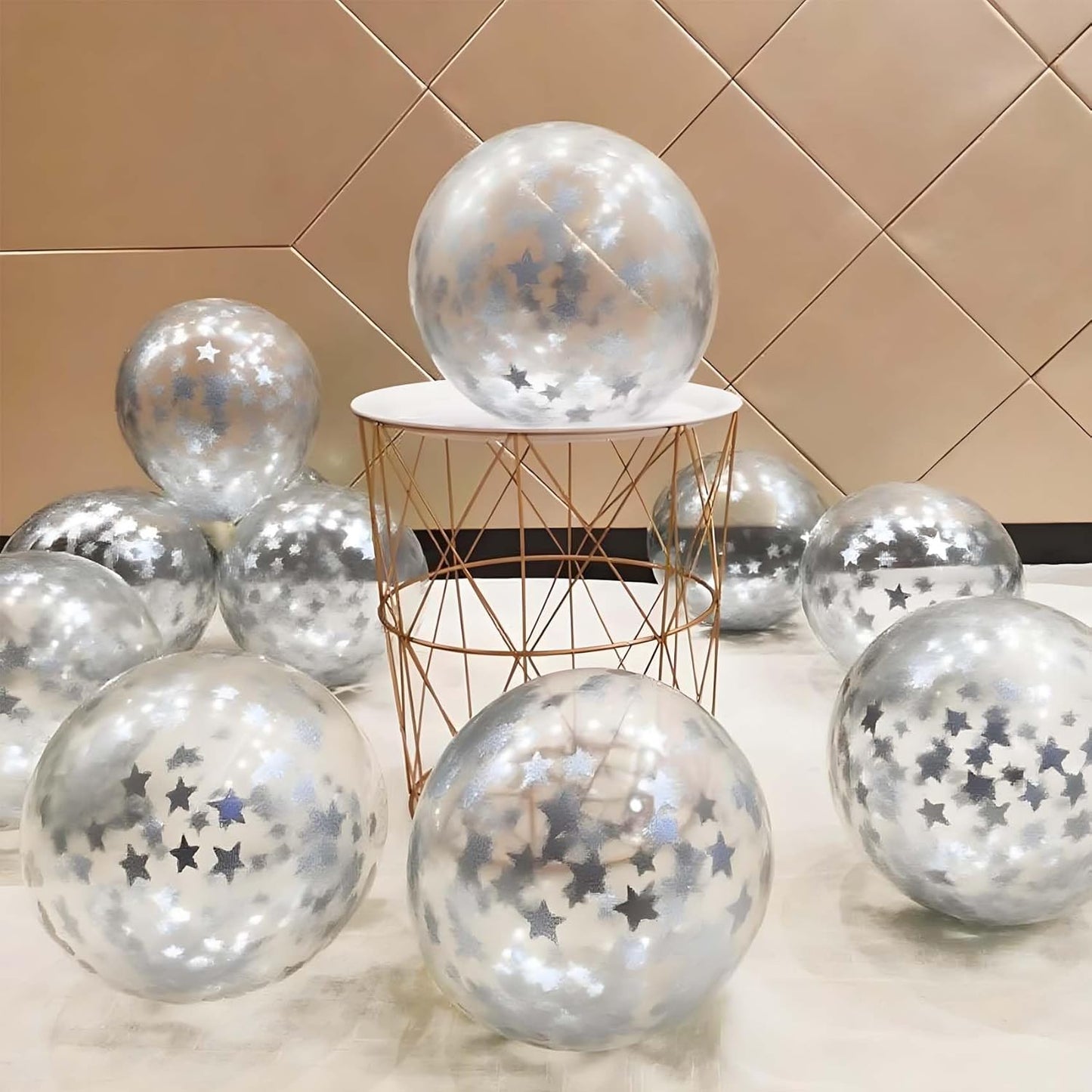 Silver Metallic Foil Star Confetti 0.78inch/2cm 8000PCS Table Confetti for Party Birthday Decoration or Filled Balloons