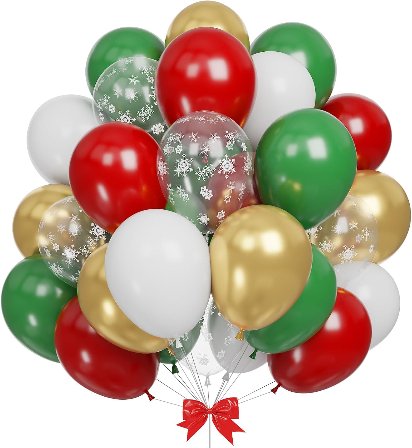 Christmas Balloons, Burgundy Red Green Gold Balloons Snowflake and White Latex Merry Christmas Xmas Party Balloons for Christmas Birthday New Year Carnival Party Decorations and Supplies