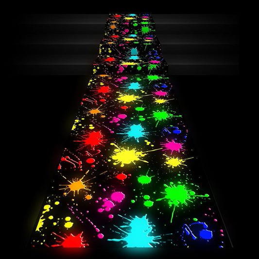 Haull 236 x 39 Inch Neon Light up Dance Floor Glow in The Dark Floor Runner Neon Party Decorations UV Blacklight Reactive Fluorescent Wall Props for Glow Disco Party Favors(Ink)