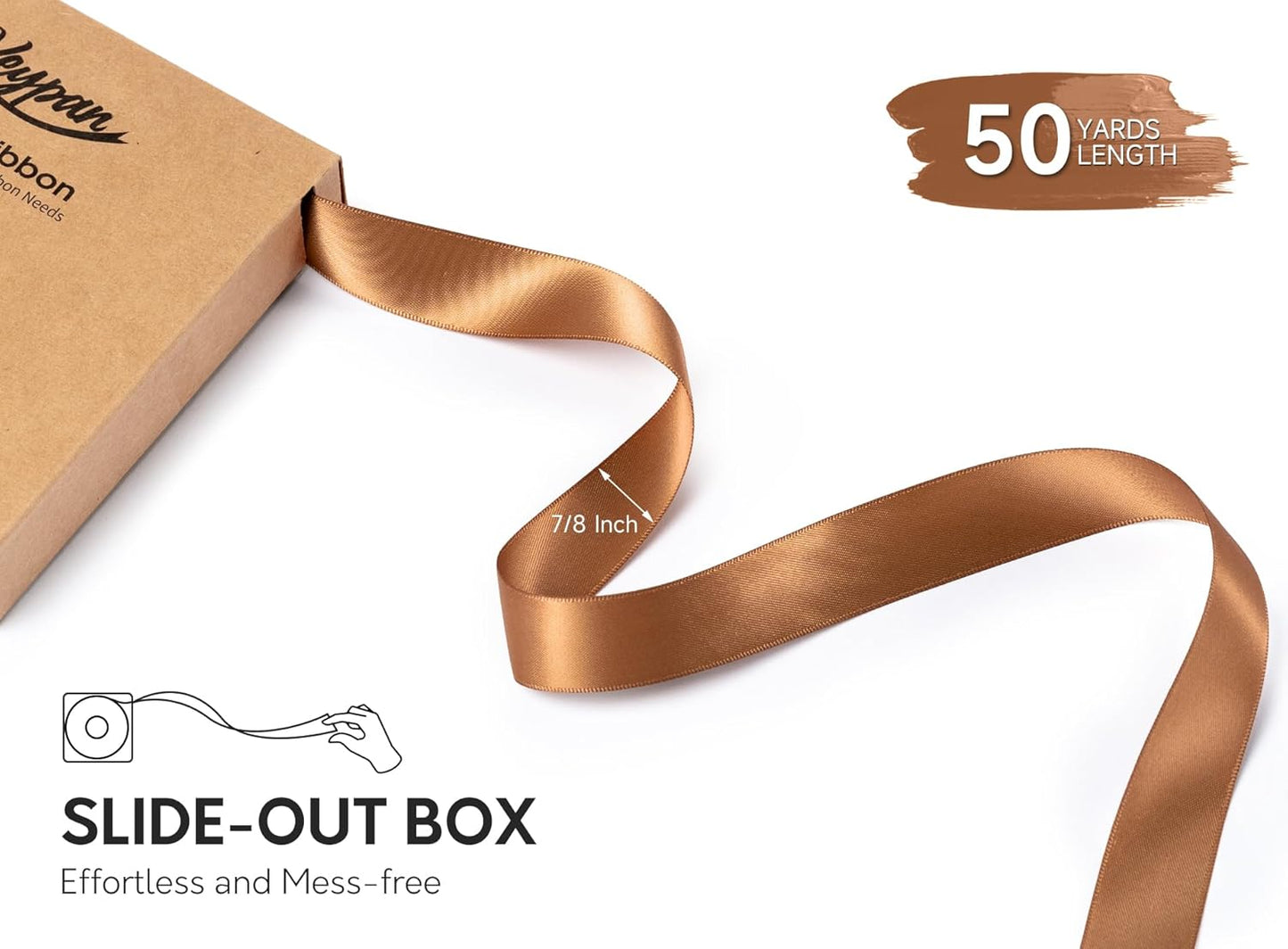 Brown Satin Ribbon 7/8 Inch 50 Yards Double-Faced Polyester Ribbons for Gift Wrapping Crafts Flower Bouquet Wedding Paper Christmas Holiday Decor