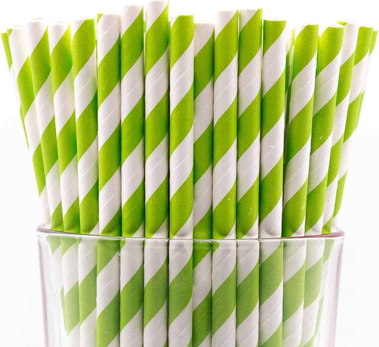 Pack of 300 Green Swirls Biodegradable 4-Ply Paper Drinking Straws (Compostable, Non-toxic, BPA-free)