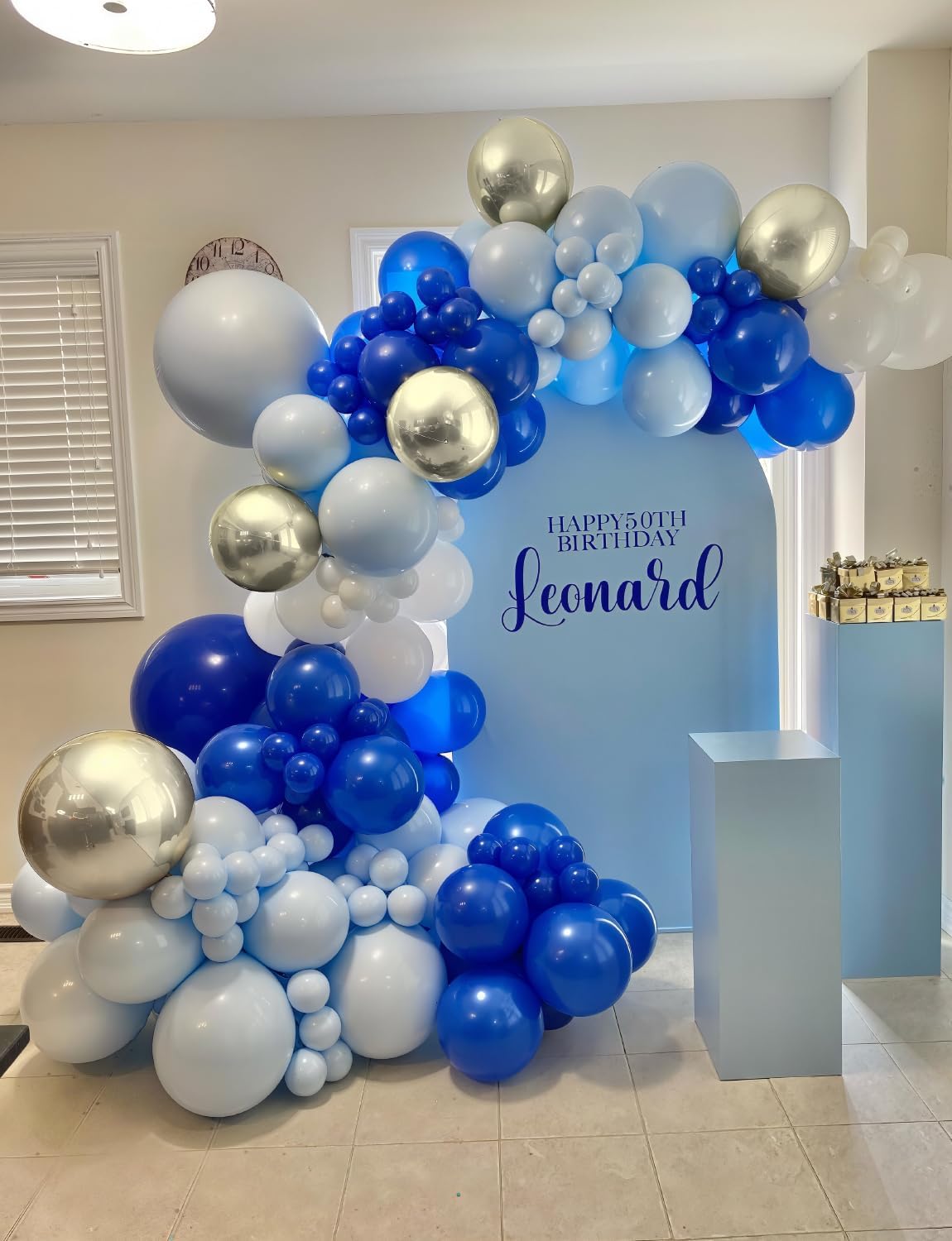 Royal Blue and Silver Balloons - Pastel Royal Blue Balloons Set Metallic Silver Balloon Glitter Silver Confetti Latex Balloon for Birthday Baby Showers Wedding Nautical Party Decorations