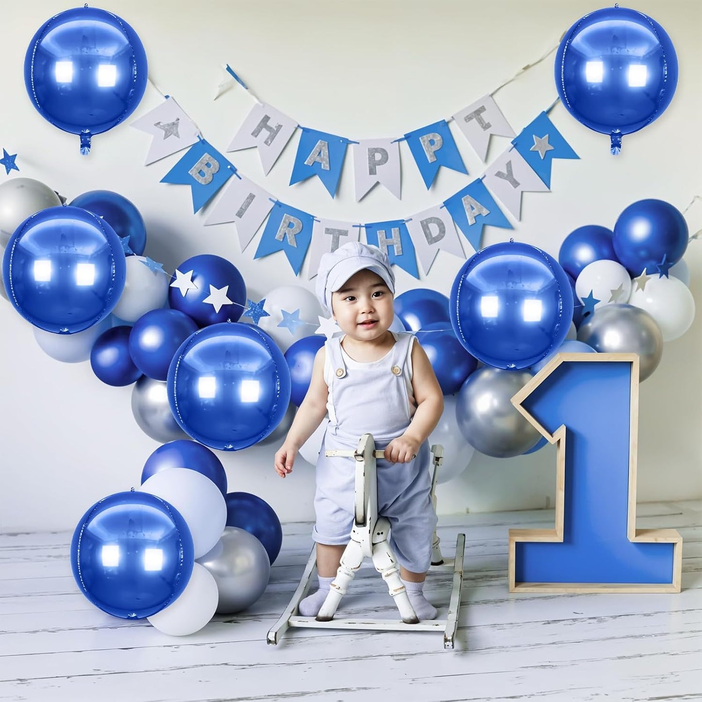 6Pcs Royal Blue Round Foil Balloons,Giant 4D Round Ball Balloons,22 Inch Metallic Blue Balloon for Birthday Wedding Graduation Prom Party Decorations