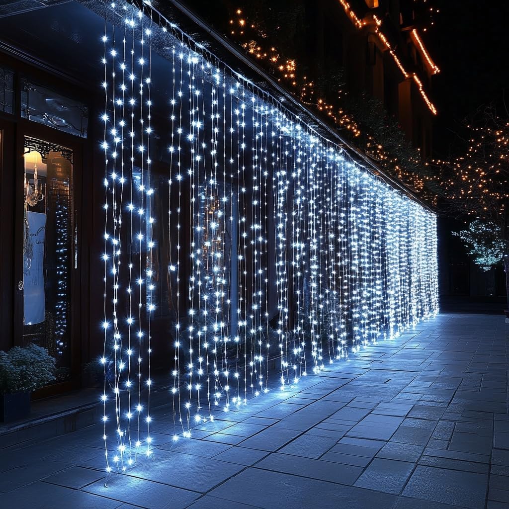 Fairy Curtain Lights, 300 LED Upgraded Tangle-Free Hanging Lights with Remote, USB Plug in String Lights for Bedroom Wall Window Wedding Party Xmas Home Décor - 9.8 x 9.8 Ft, Cool White