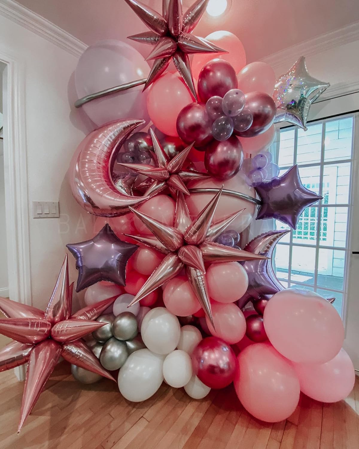 3pcs 26inch 3D Explosion Star foil balloon, Candy Pink Foil Cone star burst Balloons for Birthday Wedding New Year Party Event