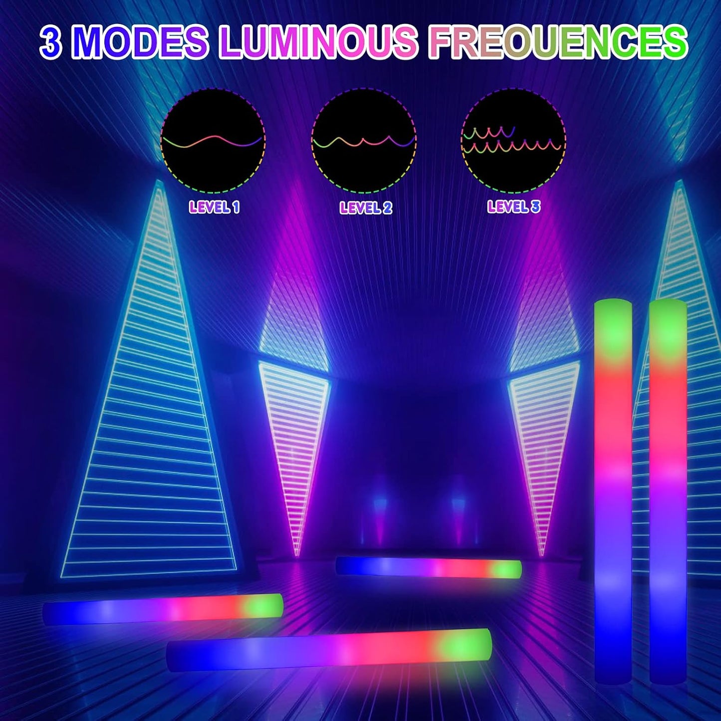 LifBetter Glow Sticks Bulk - 20Pcs LED Foam Sticks Glow Batons with Three Modes Party Flashing Light DJ Wands,for Festivals,Parties, Raves,Concert,Halloween