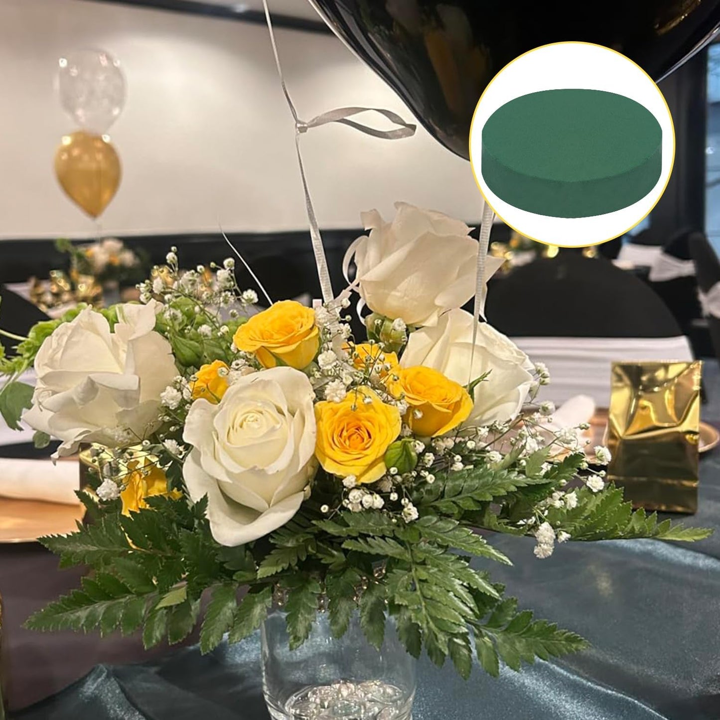 IHDYPPEW 10 PCS Floral Foam Blocks, 7 Inch Large Dry Round Green Floral Foam for Flower Arrangements, Perfect for Crafting, Floral Arranging, Weddings and Floral Creation