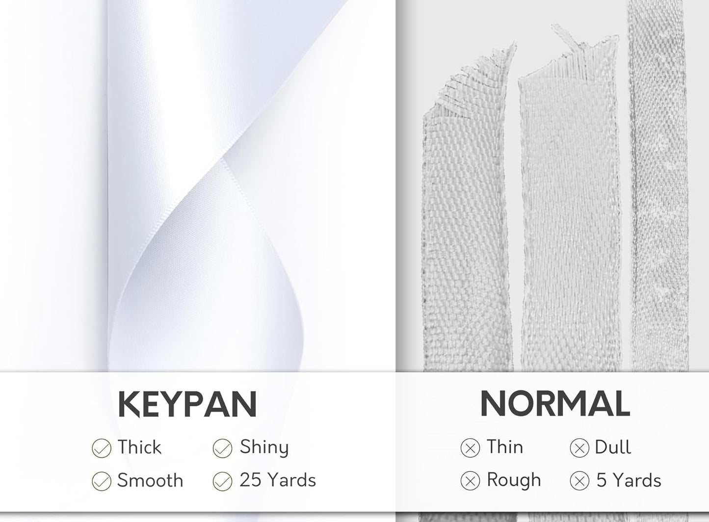 White Satin Ribbon 2.5 Inch Double-Faced Ribbons 25 Yards for Flower Bouquet Wrapping Paper Bows Gift Wedding Invitations Crafts