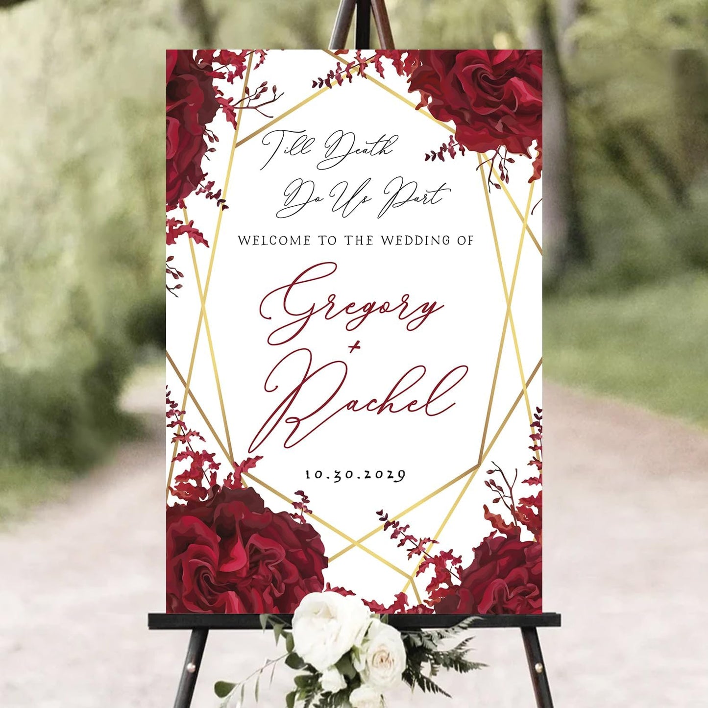 Halloween Til Death Do Us Part Gothic Welcome Board - Black Wedding Sign