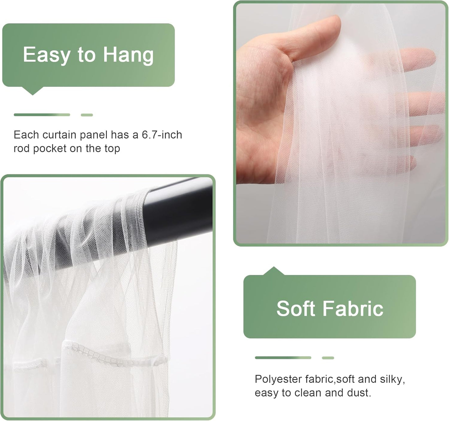 Tulle Backdrop Curtain with Lights String 20 X 8FT Ivory Sheer Tulle Backdrop Curtains for Wedding Birthday Party Reception Photo Booth Background Decorations (4 Panels 5x8FT)