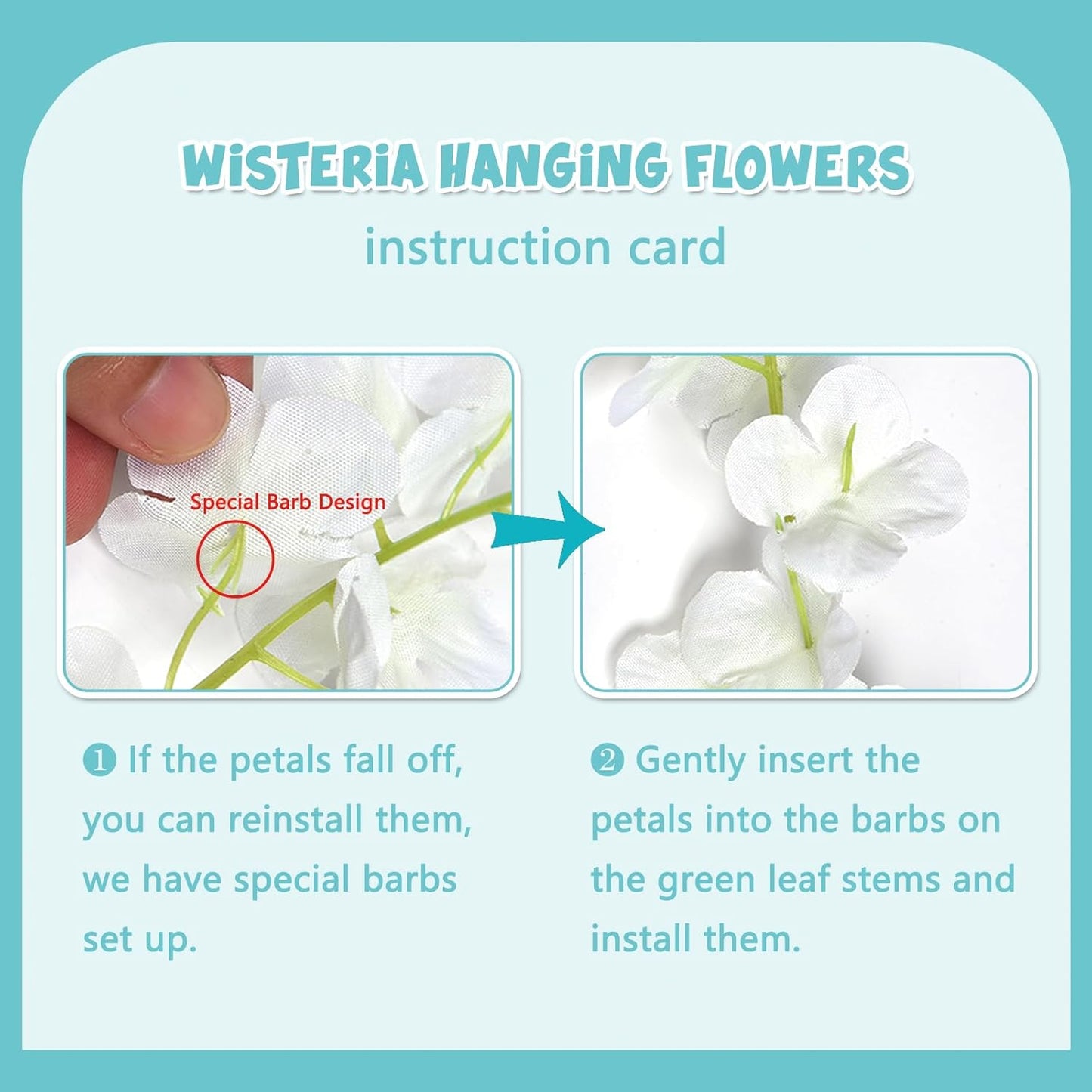 12 Pack Teal Wisteria Hanging Flowers Garland, 3.77 Feet Artificial Flower Vines, Fake Wisteria, Artificial Vines Hanging Garland for Backdrop Outdoor Yard Garden Decor