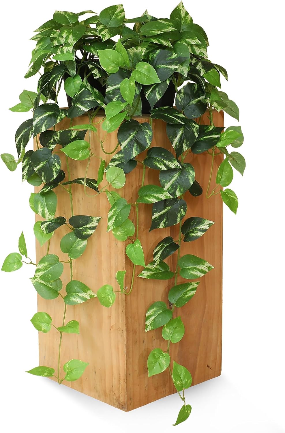 Fake Pothos Hanging Plants - 33" Set of 2 Artificial Silk Ivy Vines with Pots, Realistic Faux Greenery for Indoor Home Decor, Low Maintenance Hanging Plant Decoration (Golden Green)