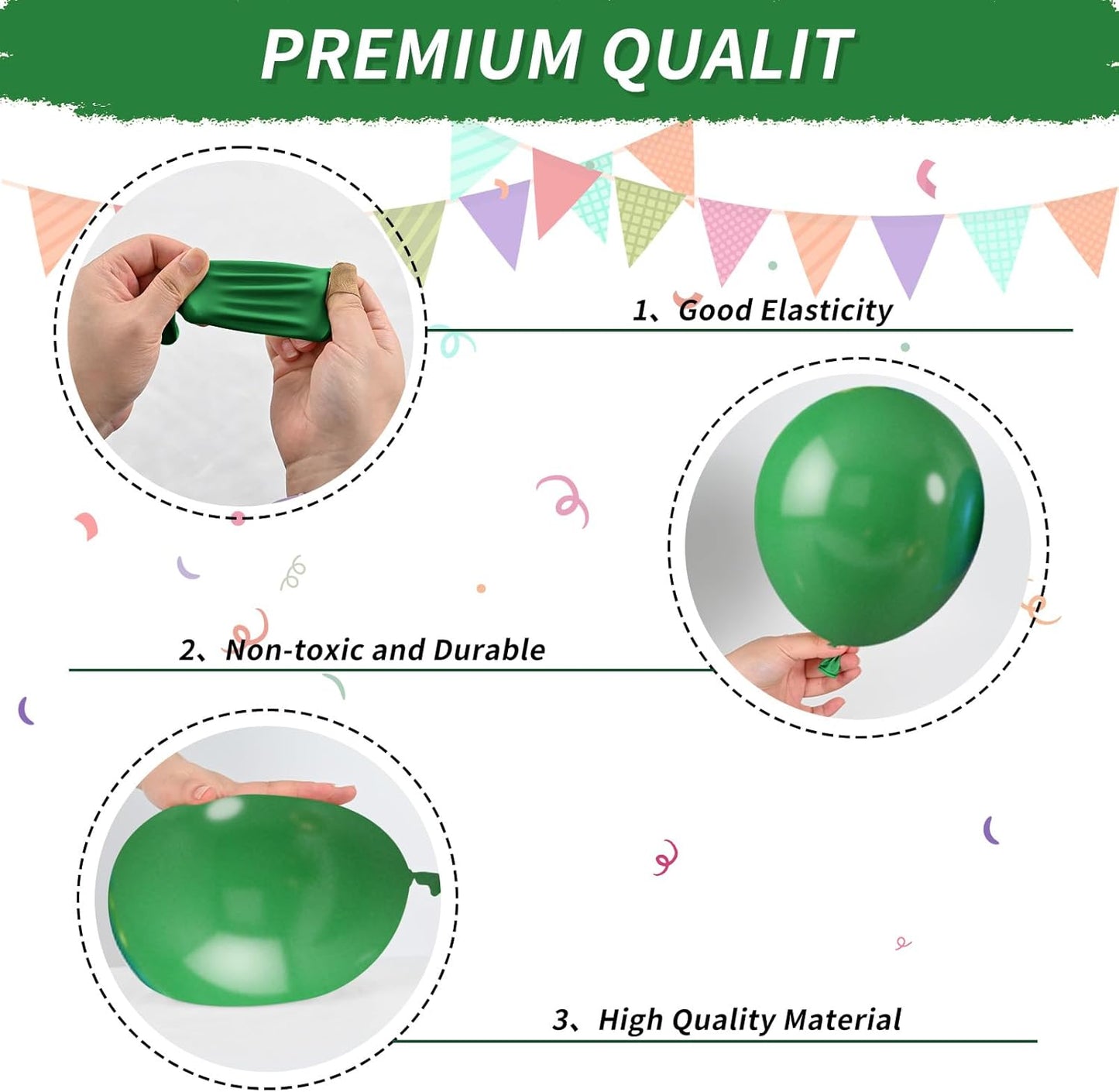 Blue and Green Balloons, Dark Green Metallic Balloons and Royal Blue Balloon, Metallic Blue Green Confetti Balloon for Boy Birthday Baby Shower Jungle Safari Theme Wedding Party Supplies