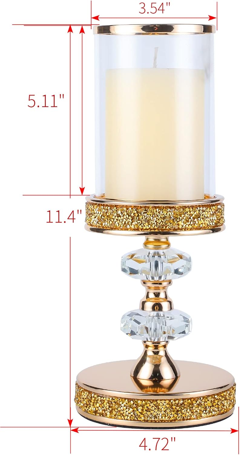 Candle Holder, Pillar Candle Holders, Crystal Candlesticks Holder for Wedding, Parties, Events, Chirstmas,Home Decor, Table Centerpieces CH028D (M)