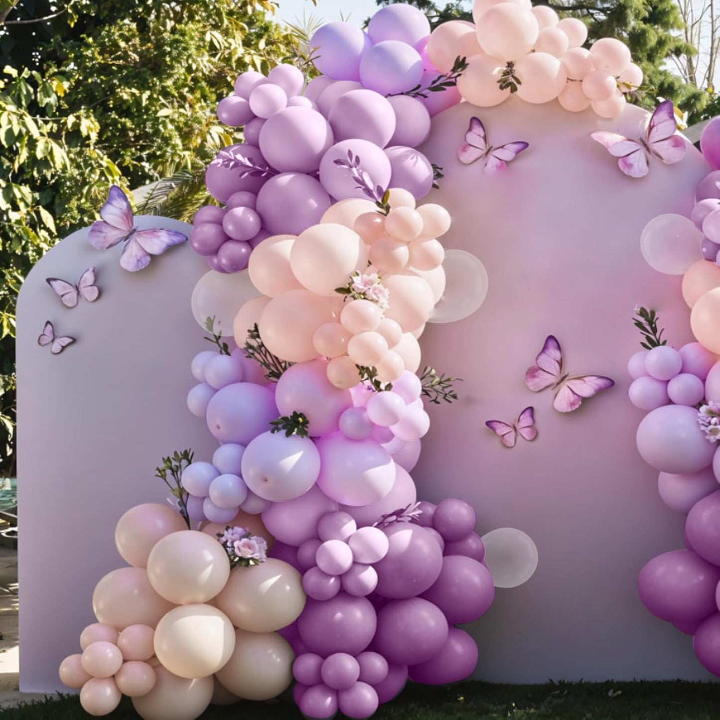 Purple and White Balloons, 12 Inch Pastel Purple Beige Cream White Clear Latex Balloon for Girls Birthday Bachelorette Party Bridal Baby Shower Party Decorations Supplies