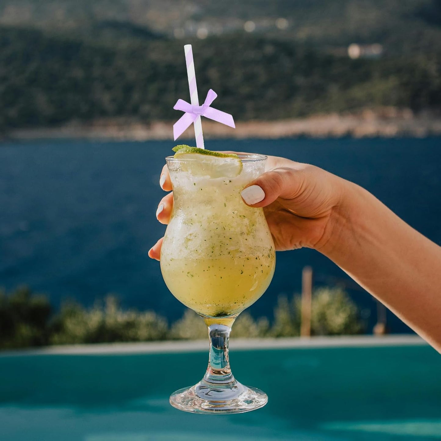 60Pcs Purple Paper Straws with Bow Tie Decorations, Disposable Drinking Straws for Birthday, Wedding, Baby Shower, Party Supplies and Festive Events