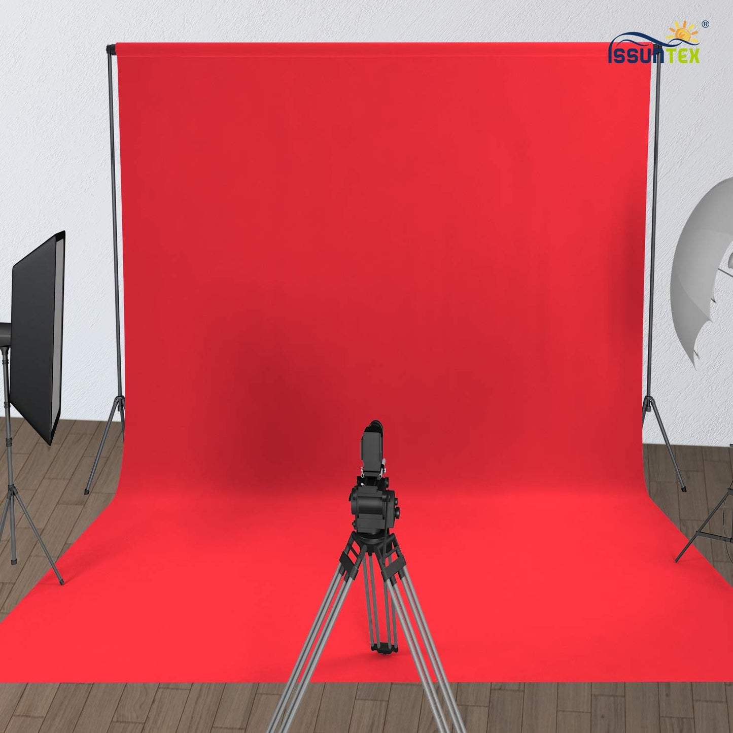 ISSUNTEX 10X20 ft Background Muslin Backdrop, Photo Studio, Collapsible High Density Screen for Video Photography and Television-Red