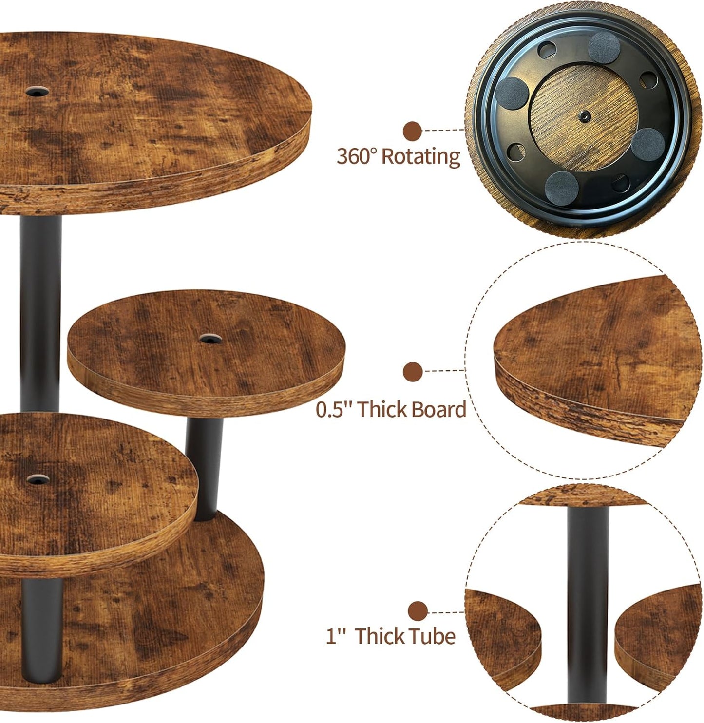 Cupcake Stand, 2 Pack Rotatable Cupcake Stand for 50 Cupcakes, Wood Cake Stand Cupcake Tower, Rustic Dessert Table Display Set Tiered Tray Stand, Round Serving Tray for Party Wedding Birthday