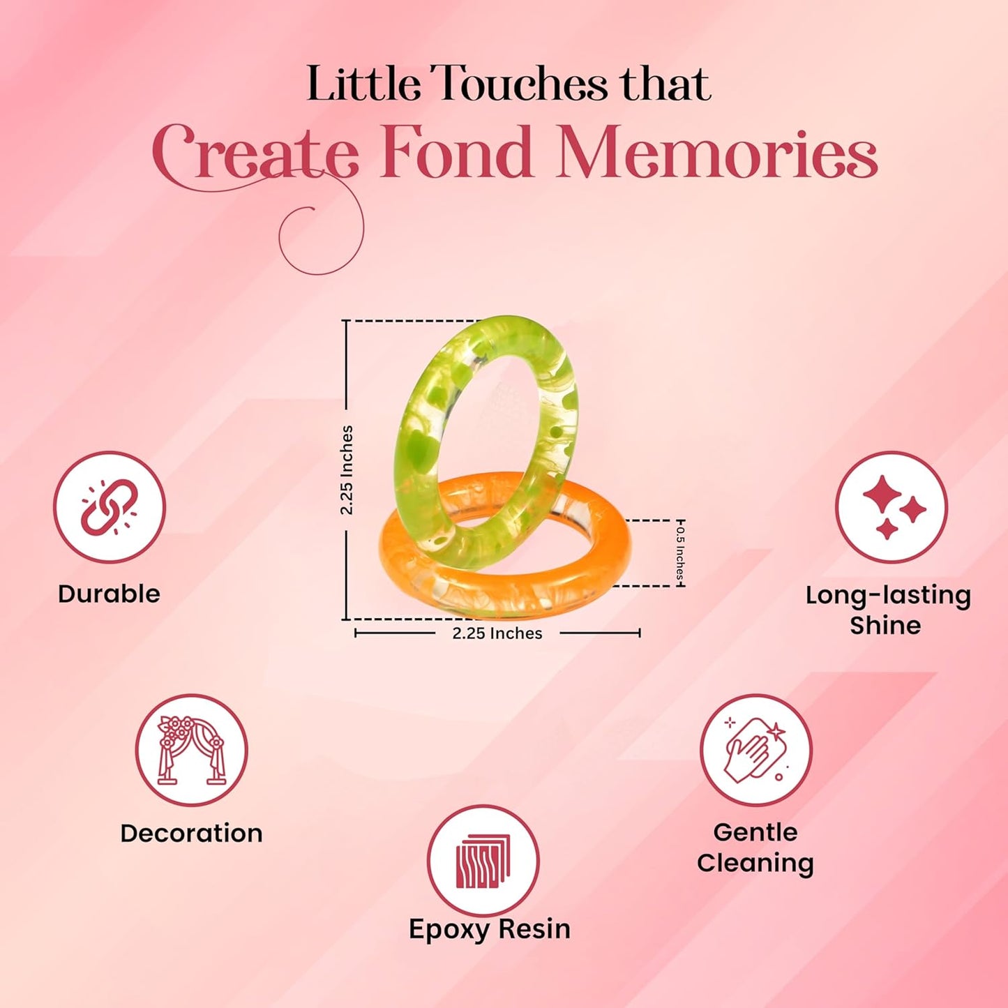 Napkin Rings Set of 12 - Epoxy Resin Napkin Holder Cuffs for Dinner Table Décor - Farmhouse Modern Serviette Rings for Weddings, Parties, Receptions, Banquets, Daily Use (Pastel) - CLEENTABLE