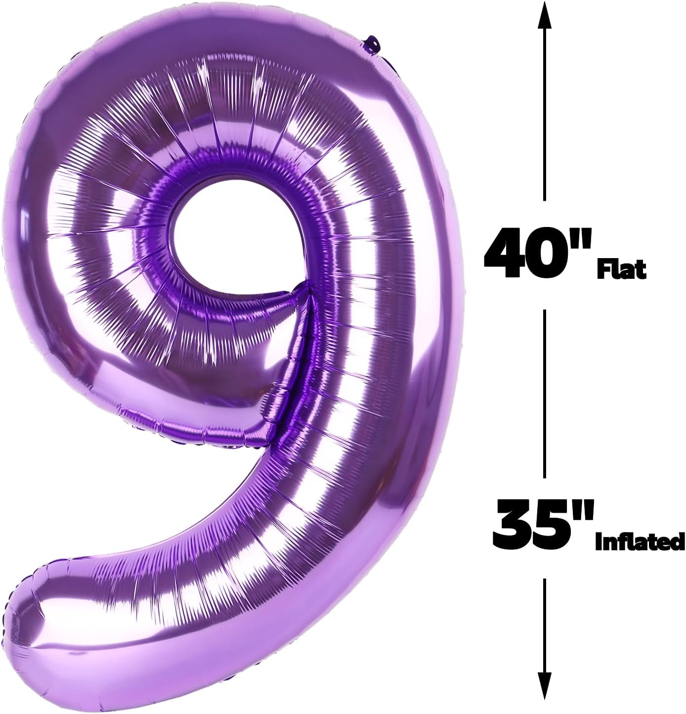 40 Inch Big Purple 9 Balloon Number, Jumbo Giant Happy 9th 19 29 39 49 99 Birthday Party Decorations, Large Nine Mylar Foil Anniversary Birthday Party Engagement Decorations