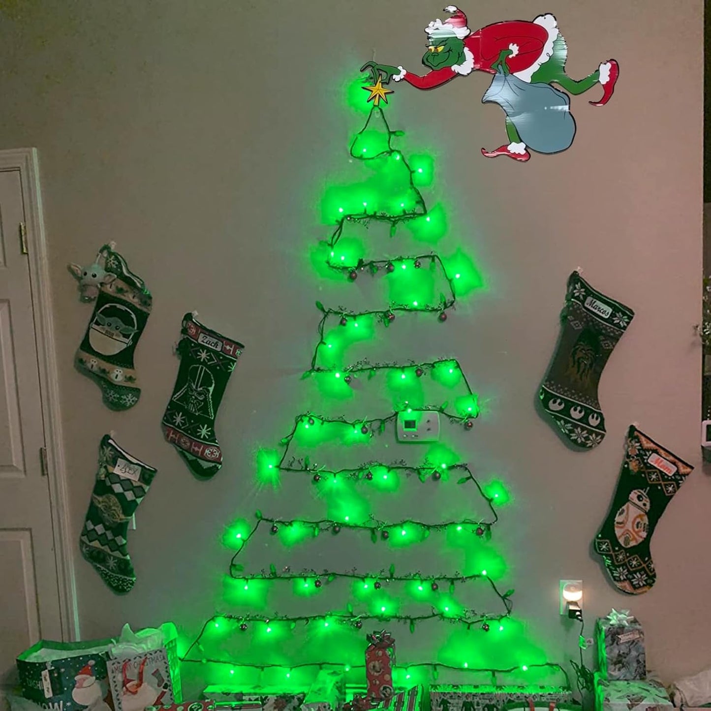 YEGUO 66ft 200 LED Green Halloween Lights Outdoor Waterproof, Green Wire Christmas String Lights Indoor, 8 Modes Twinkle Tree Lights Plug in with Timer Memory