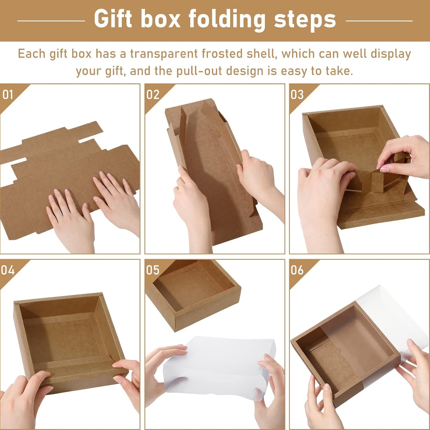 Roowest 50 Sets Kraft Soap Boxes Rectangle Packaging Box with Window Homemade Gift Box with Blank Tags and Jute String for Jewelry Candy Wrapping Party Favor(6.5 x 6.5 x 2 Inch,Kraft Color)