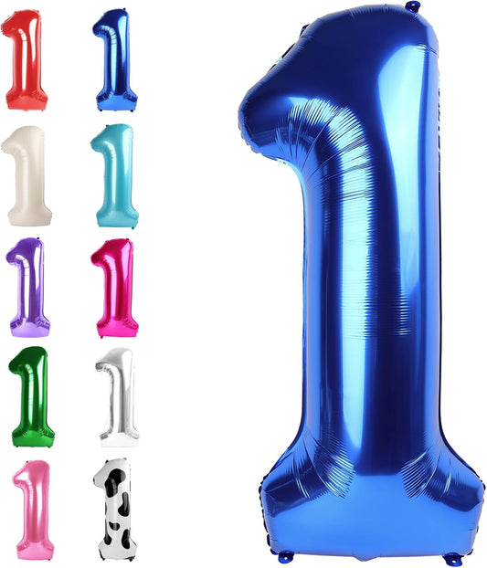 Navy blue Number 1 Balloon 40 inch, Number 1 Birthday Balloon for Boy Girl, Blue Foil One Balloon for 1st 10 11 12 16 18 Birthday Party, Anniversary Celebration Number Balloons Decorations