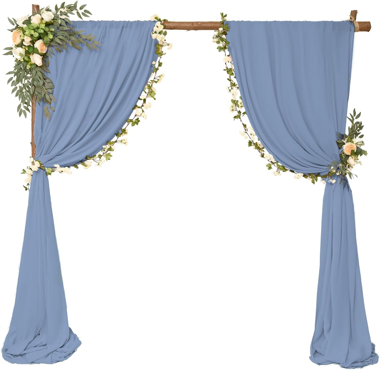 6 Panels Dusty Blue Wedding Arch Drapery 28" x 20Ft Wedding Arch Draping Fabric Chiffon Fabric Drape Backdrop Curtain for Nuptials Party Swag Ceremony Birthday Arbor Drapery Reception Ceiling Décor