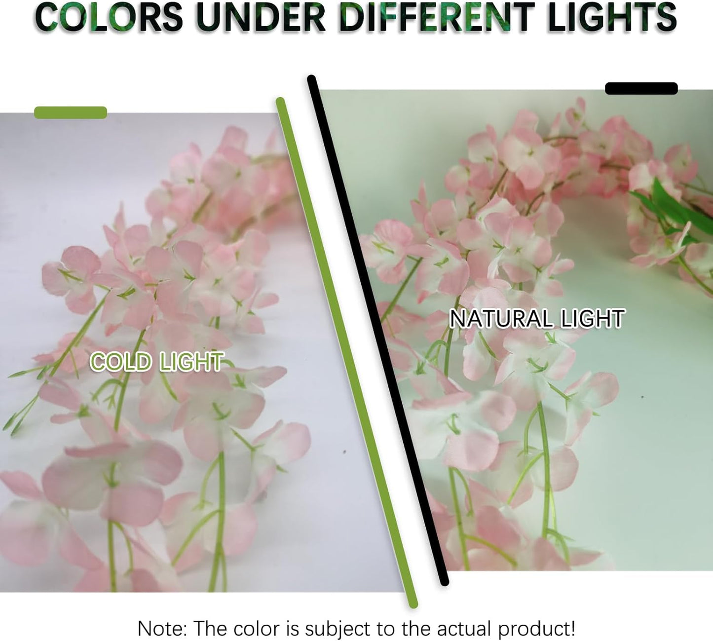 24 Pack Light Pink Wisteria Hanging Flowers Garland, 3.77 Feet Artificial Flower Vines, Fake Wisteria, Artificial Vines Hanging Garland for Backdrop Outdoor Yard Garden Decor