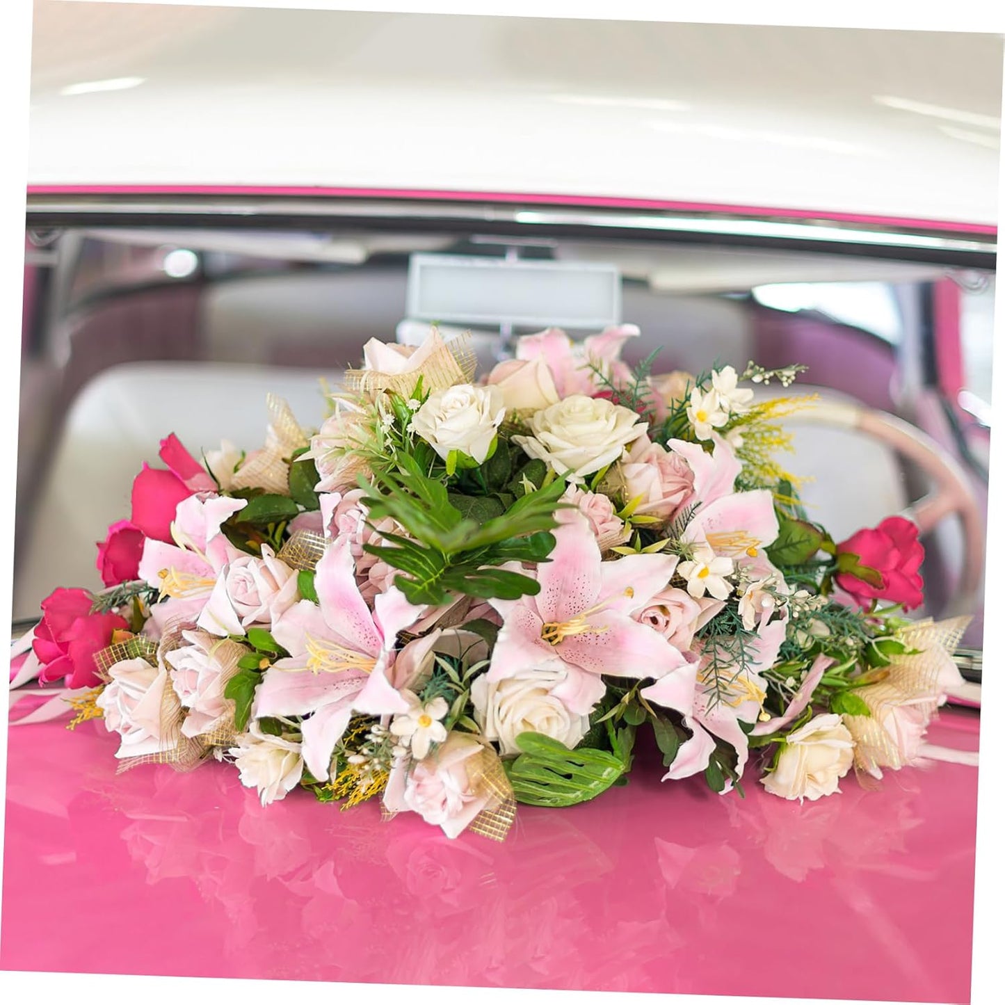 DOITOOL Flower Foam Ring with Suction Cup Car Flower Mud Green Wet Foam Blocks Round Floral Foam Blocks Artificial Floral Arrangements Mud for Florist Wedding Car Holiday Decoration 140g