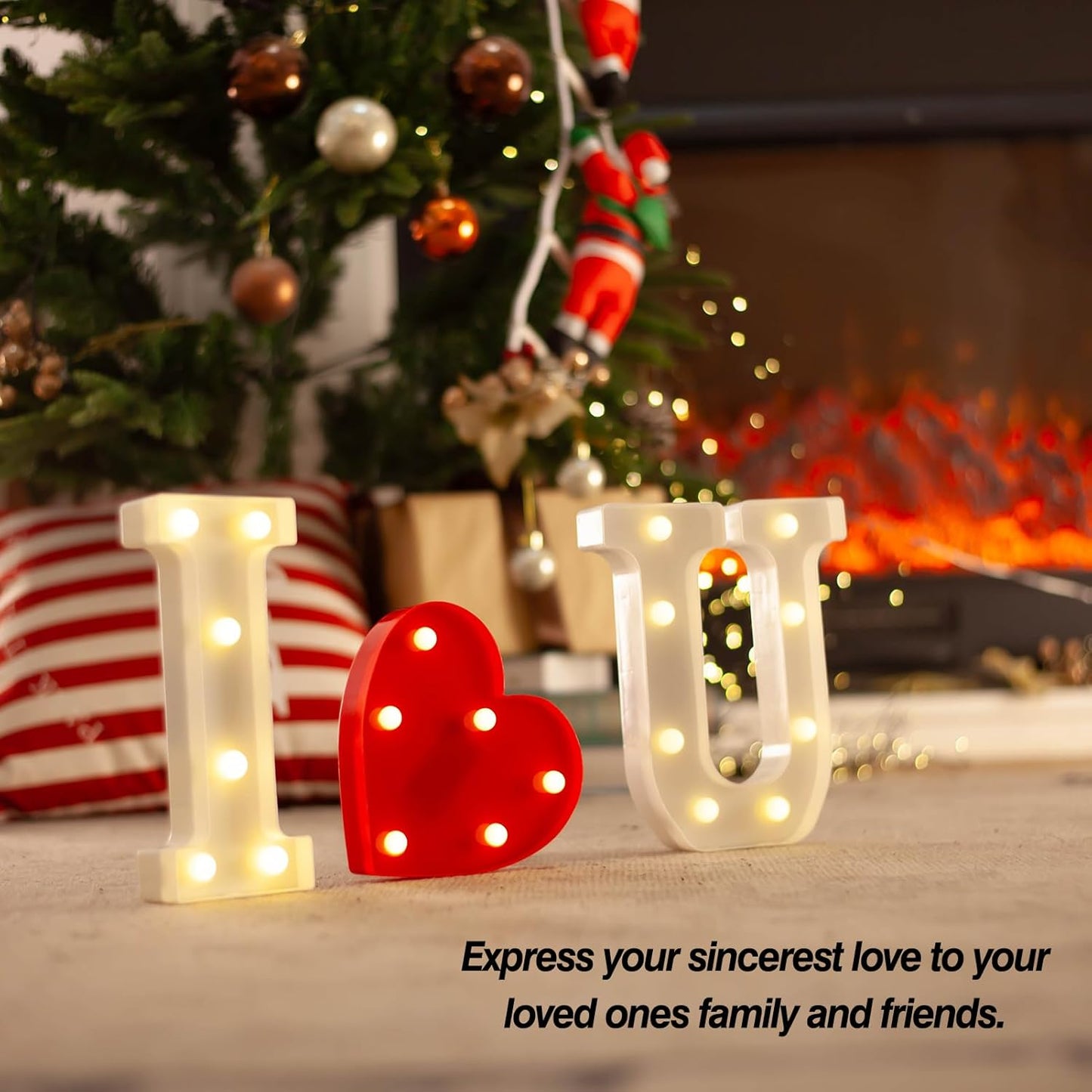 LED Marquee Letter Lights, Light Up Letters Marquee I Love U Sign, Decorative LED Alphabet Lamp, Battery Operated, Warm White Letter Sign for Wedding, Proposal Decoration