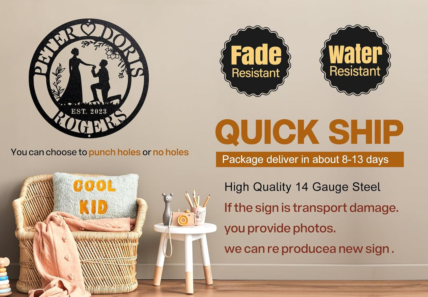 Personalized Metal Wedding Sign - Custom Name Wall Decor for Couples, Unique Wedding Gift for Newlyweds, Engagement or for Husband and Wife