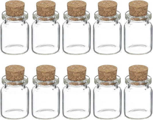 uxcell 10Pcs Mini Glass Bottles with Cork Stoppers, 5ml Small Clear Bottles Glass Empty Jars Vials for DIY Crafts Party Wedding Decor Favors