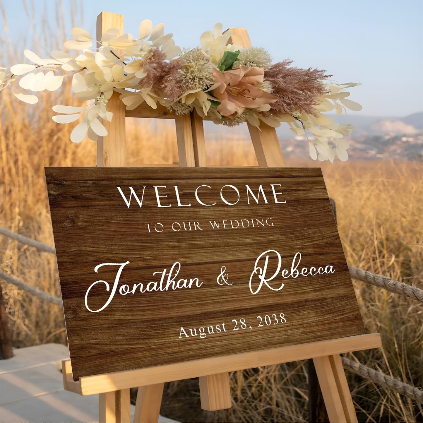 Welcome To Our Wedding Sign, Engagement Party Sign, Stand, Rustic Decorations For Ceremony, Custom Sign