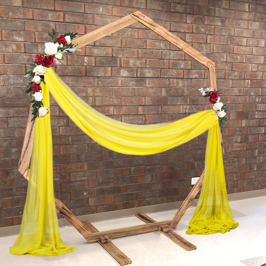 Wedding Arch Draping Fabric 20 Ft Yellow Chiffon Drapes for Wedding Sheer Drapery Chiffon Fabric Drape for Party Ceremony Arch Stage Decorations