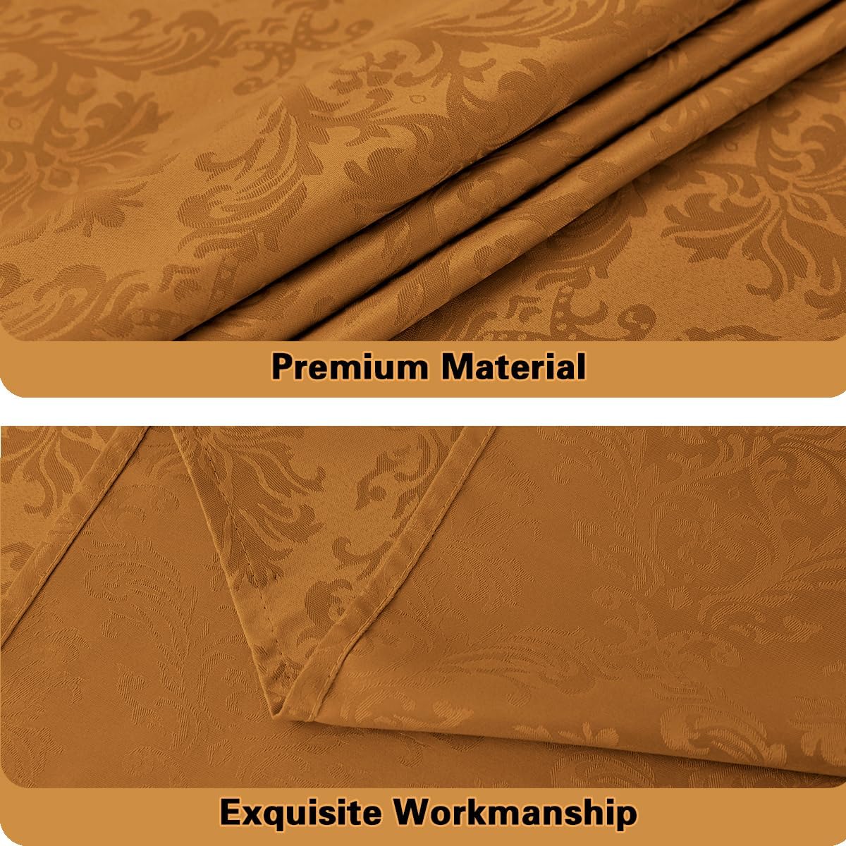 Fall Cloth Napkins 20 x 20 Inch Set of 4 Washable Reusable Jacquard Damask Autumn Table Napkins for Harvest, Thanksgiving, Holiday, Brown/Amber (4 Pieces/Packs)