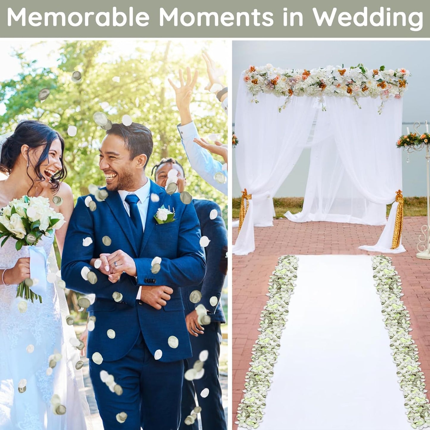 Suream 600 Pieces Rose Petals for Decoration, Avocado Green Scatter Petals for Wedding Aisle Scatter, Flower Petals Decrations for Flower Girl Basket Birthday Party Romantic Night Home Decor