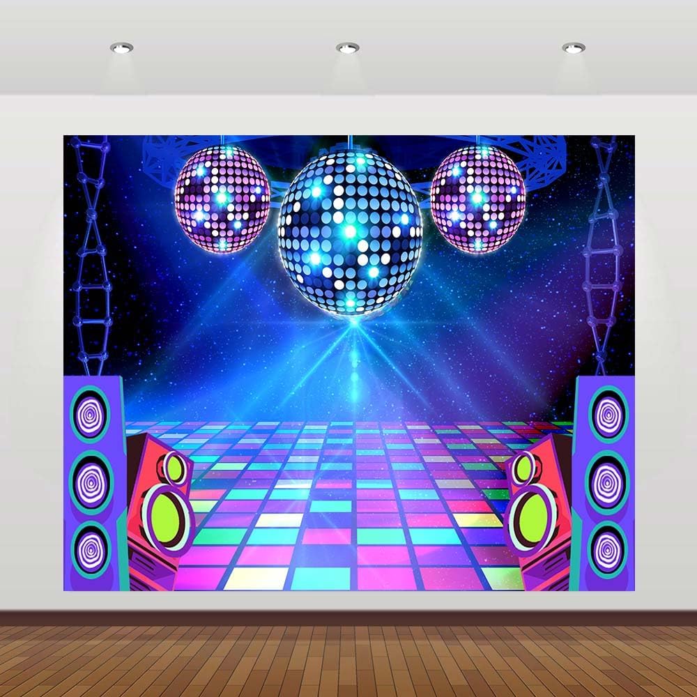 Dance Party Backdrop Retro 80s 90s Theme Stage Dance Ball Music Birthday Party Decoration DJ Photography Background 10 x 8 ft for Baby Shower Picture Photo Shoot Polyester Fabric