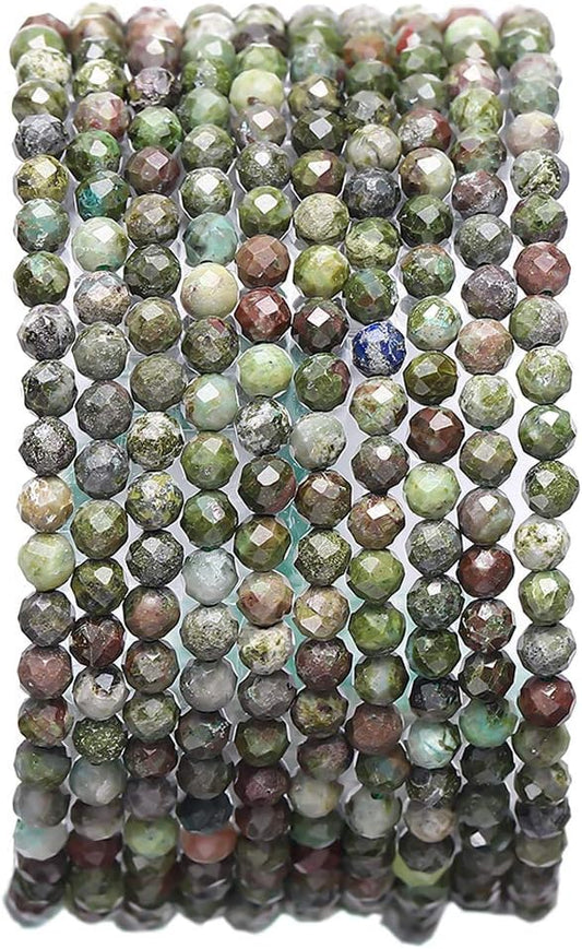 Faceted Natural Dragon Blood Stone Round Loose Semi Gemstone Beads for Jewelry Making 3-3.5mm 38cm