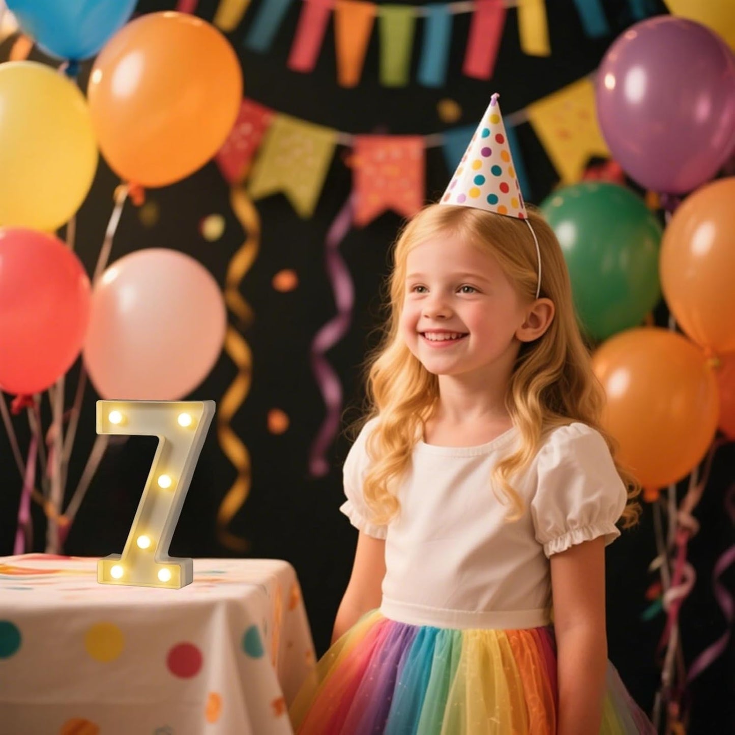 Foaky Decorative Led Marquee Light Up Number, Marquee Light Up Number Sign for Night Light Wedding Birthday Party Christmas Home Bar Decoration Number(7)