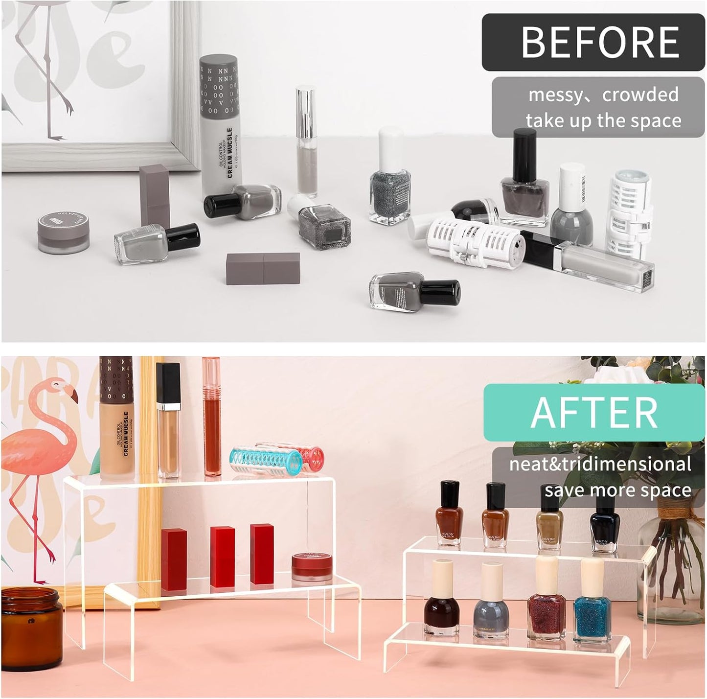 Fixwal 10pcs 2 Set Acrylic Risers for Display Clear Perfume Organizer Stands Acrylic Display Risers for Show Figures, Cupcake, Jewelry, Toys, Perfume and More (Large Size)